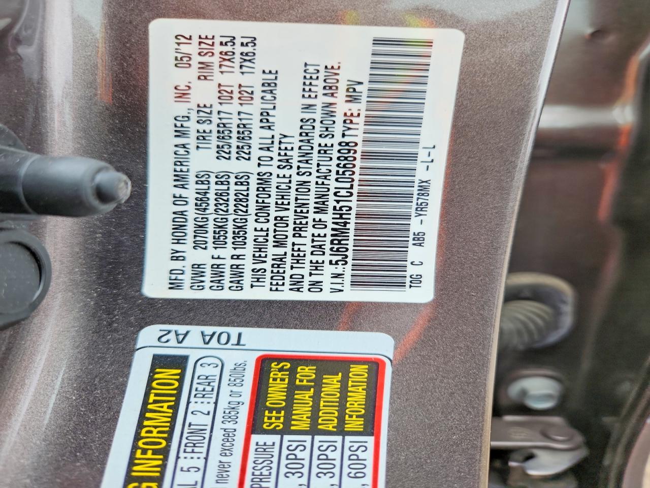 2012 HONDA CR-V EX photo 37