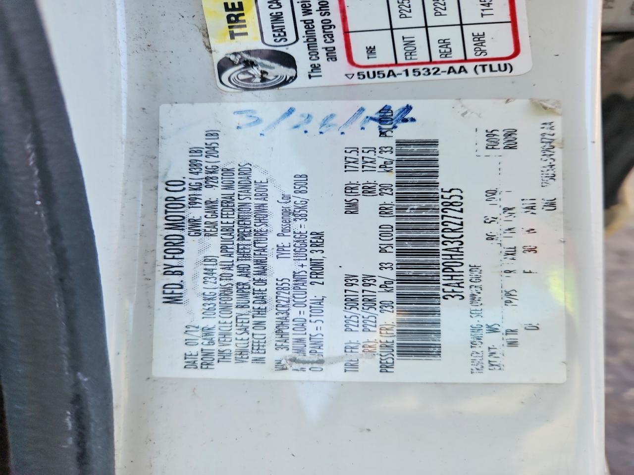 2012 FORD FUSION SE photo 23