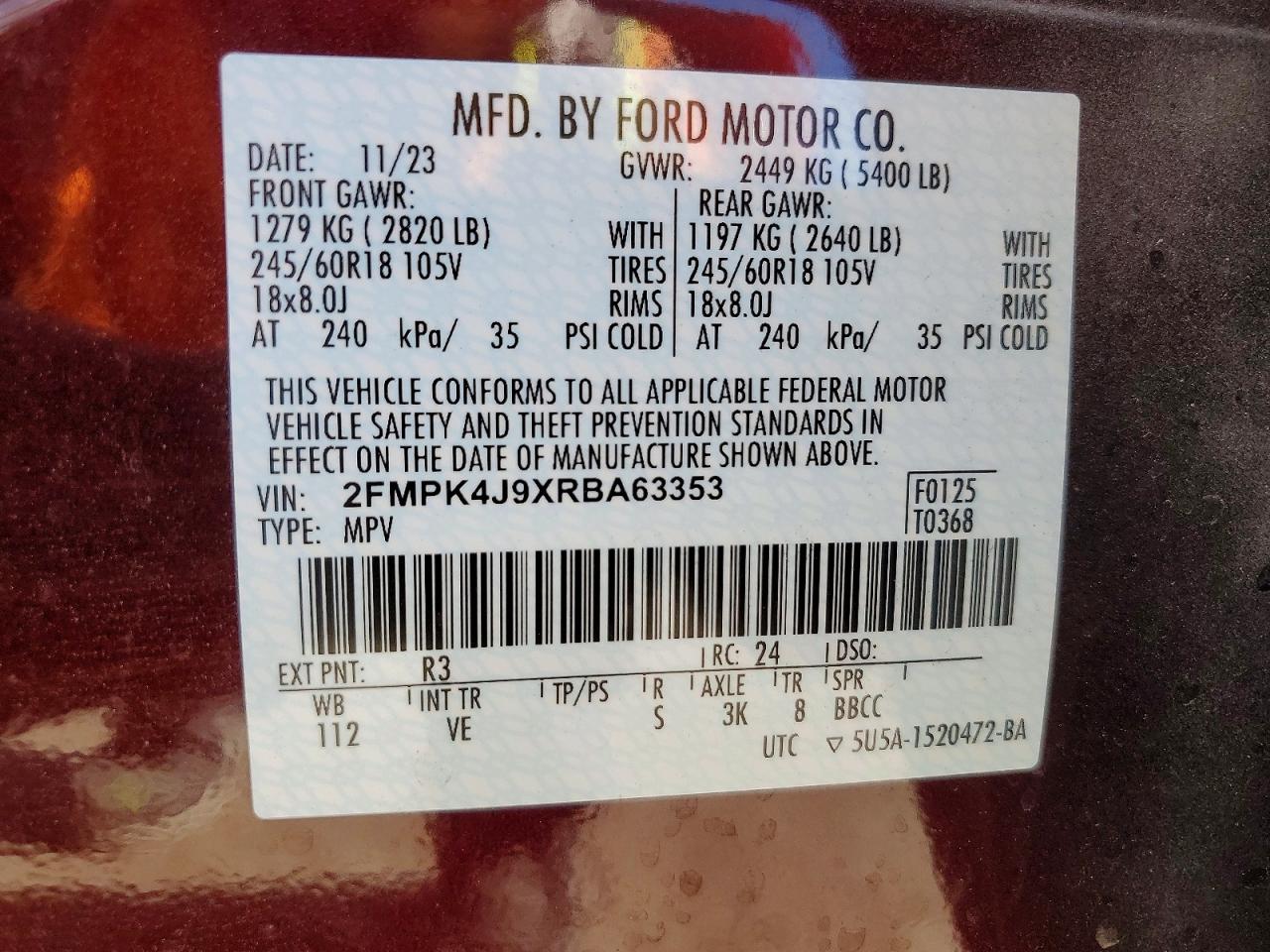 2024 FORD EDGE SEL photo 13