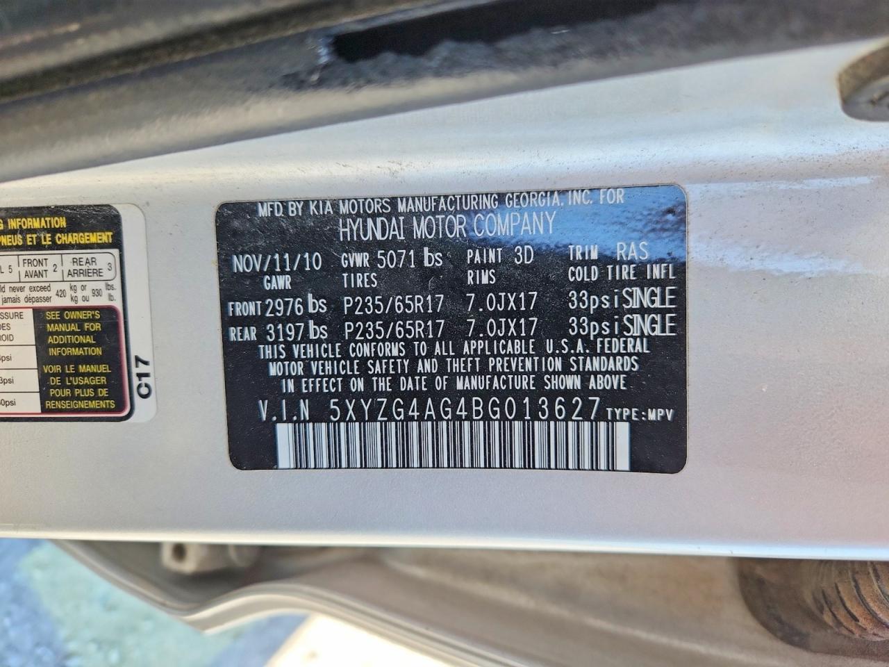2011 HYUNDAI SANTA FE GLS photo 25