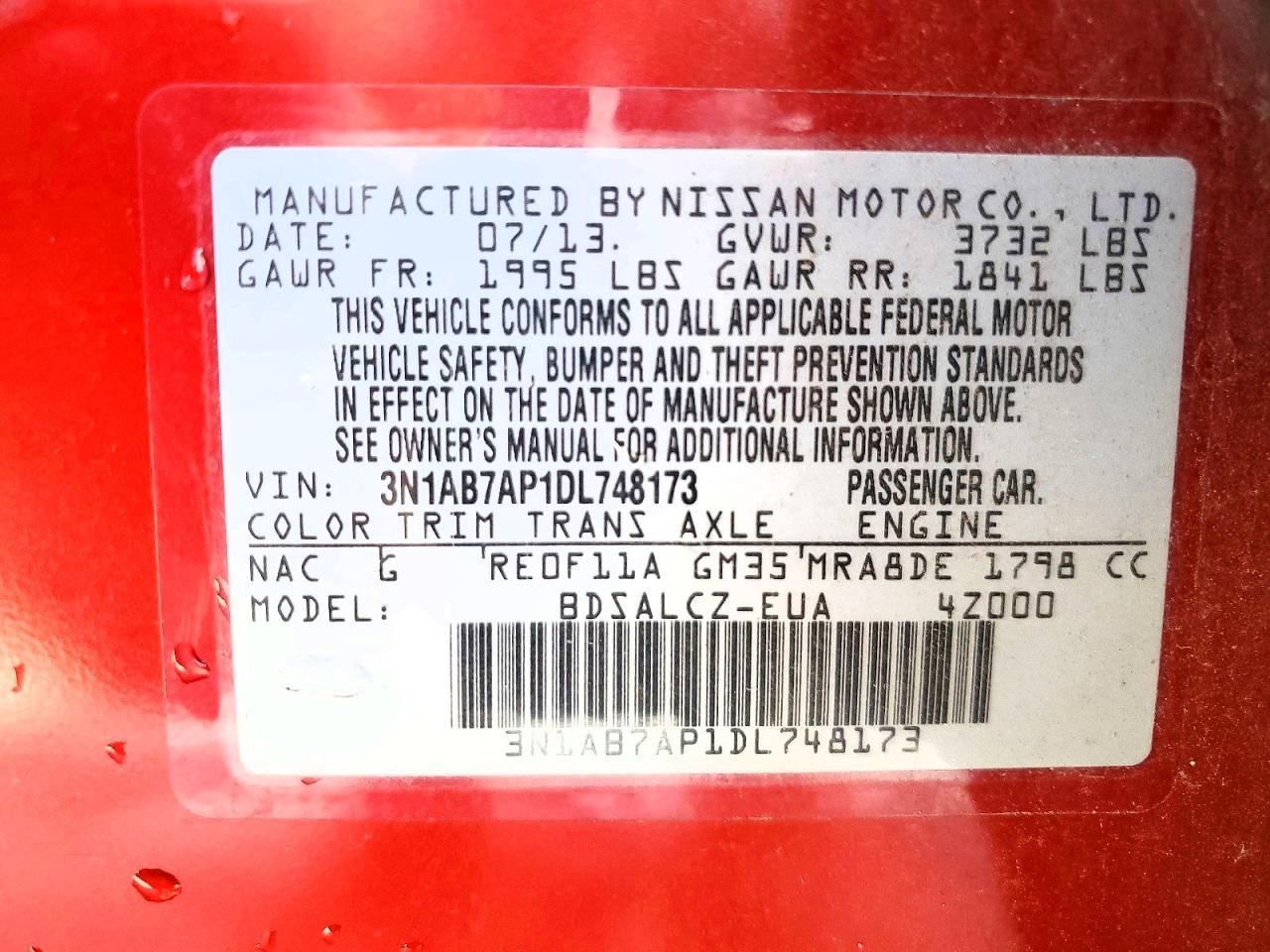 2013 NISSAN SENTRA S photo 37