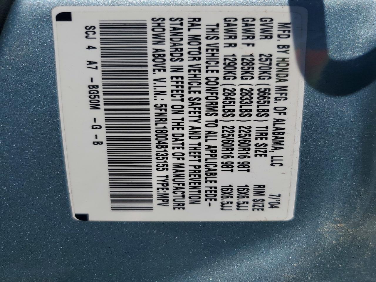 2004 HONDA ODYSSEY EXL photo 37
