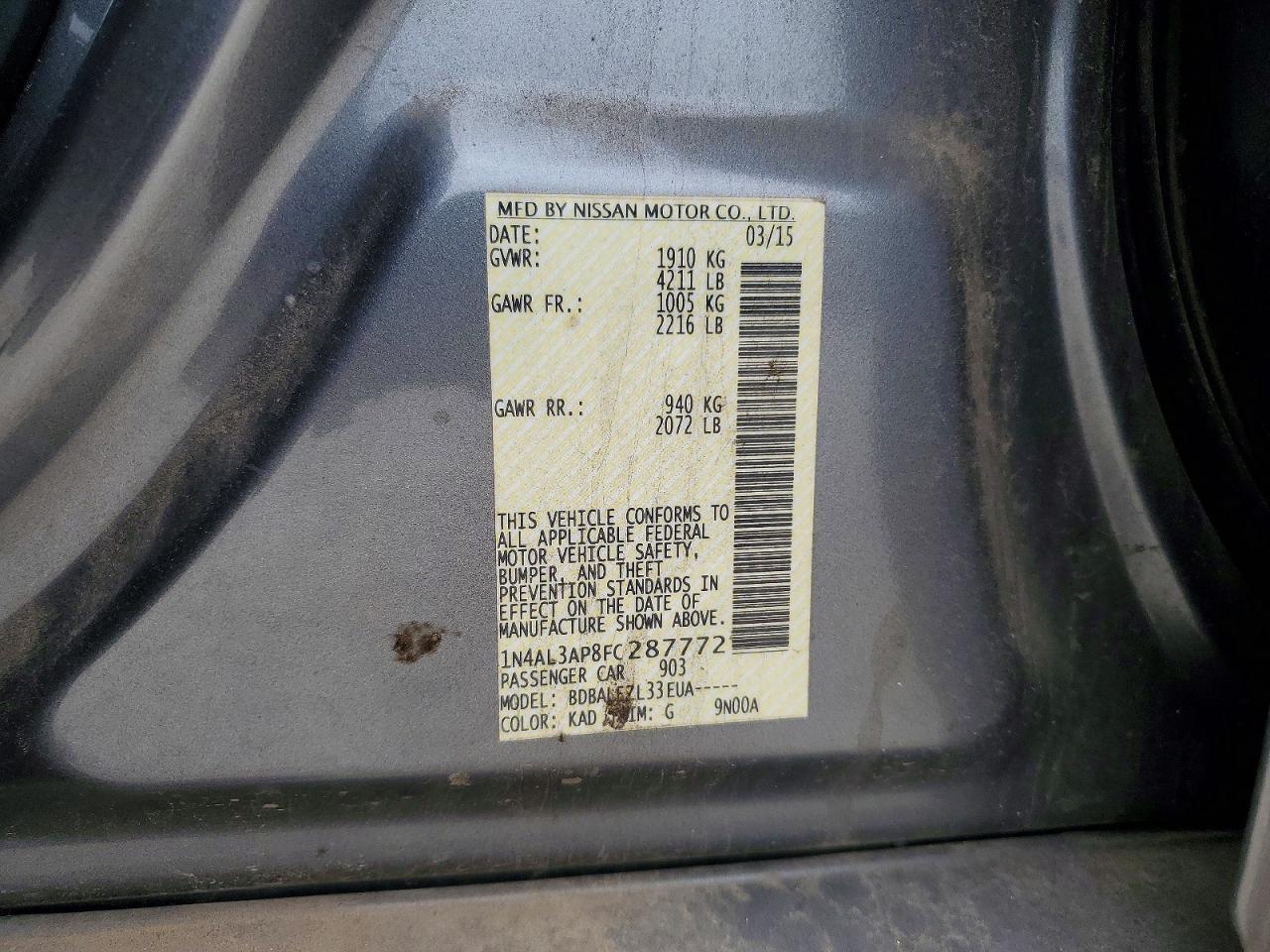 2015 NISSAN ALTIMA 2.5 S photo 37