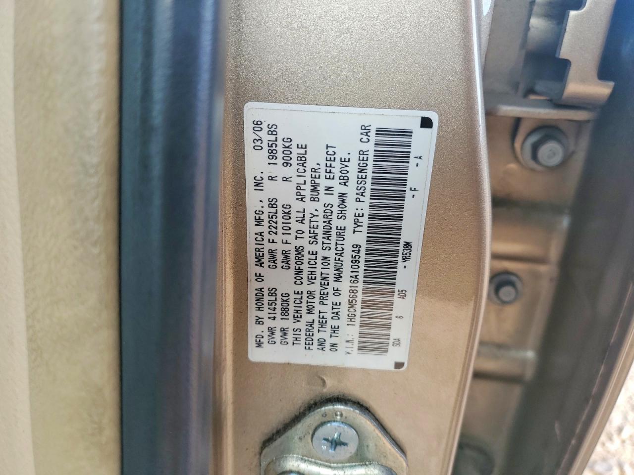 2006 HONDA ACCORD EX photo 23