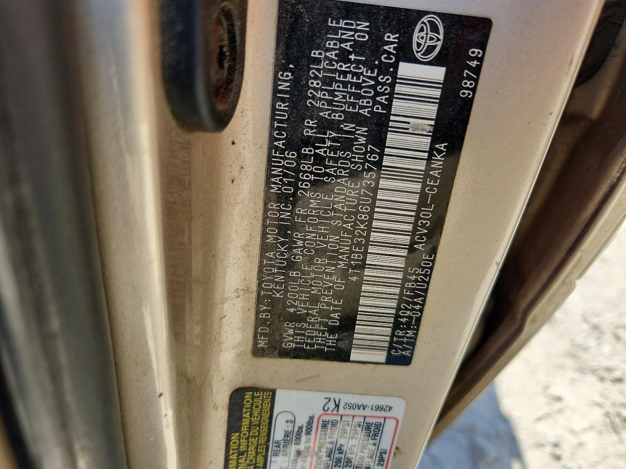 2006 TOYOTA CAMRY LE photo 37
