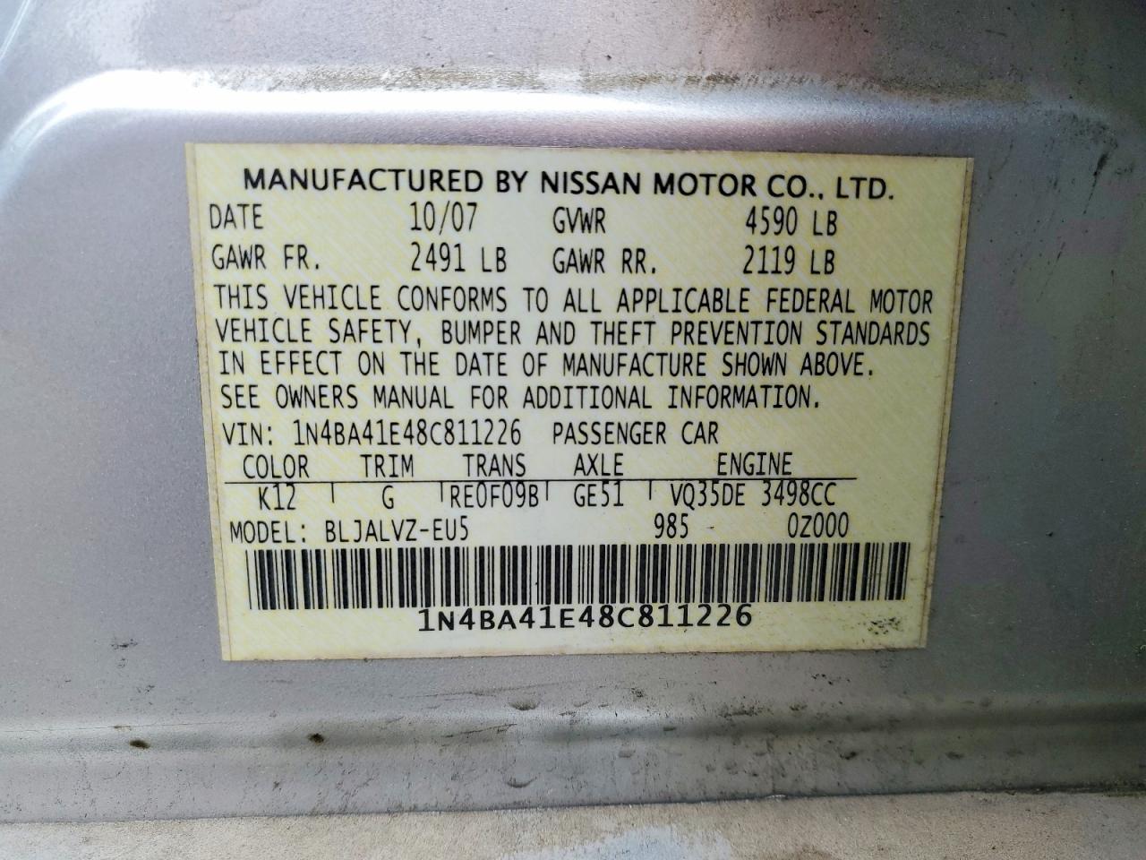 2008 NISSAN MAXIMA 3.5 SE photo 23
