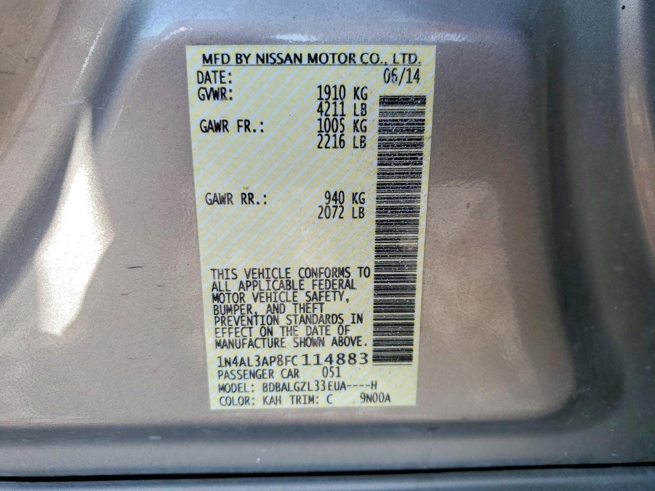 2015 NISSAN ALTIMA 2.5 S photo 25