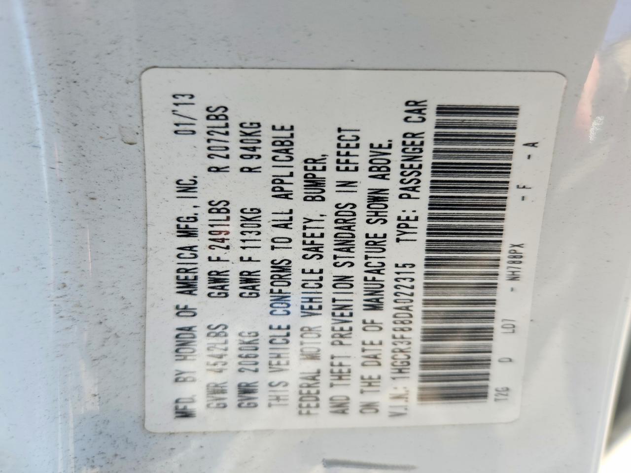 2013 HONDA ACCORD EXL photo 23