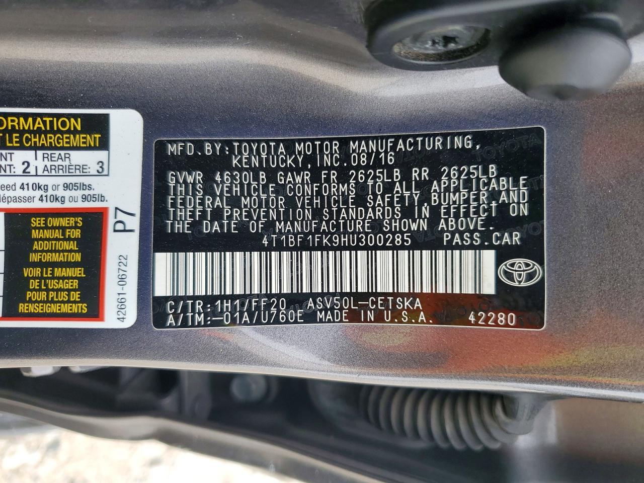 2017 TOYOTA CAMRY SE photo 23