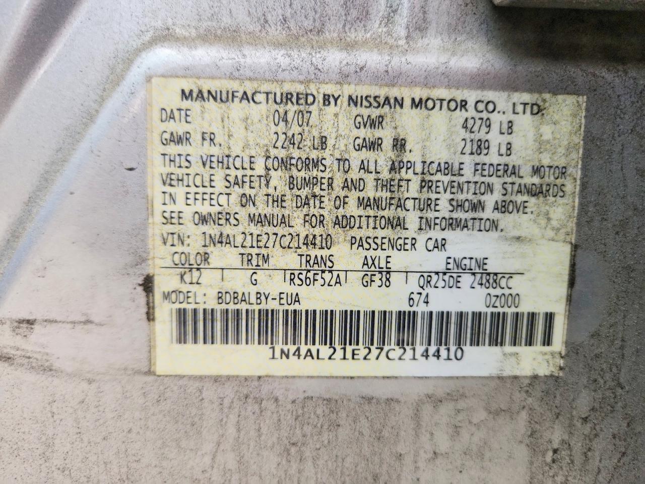 2007 NISSAN ALTIMA 2.5 photo 34