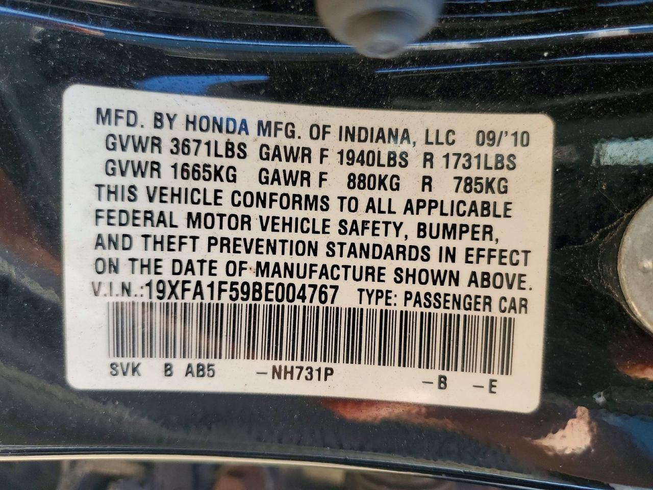 2011 HONDA CIVIC LX photo 23