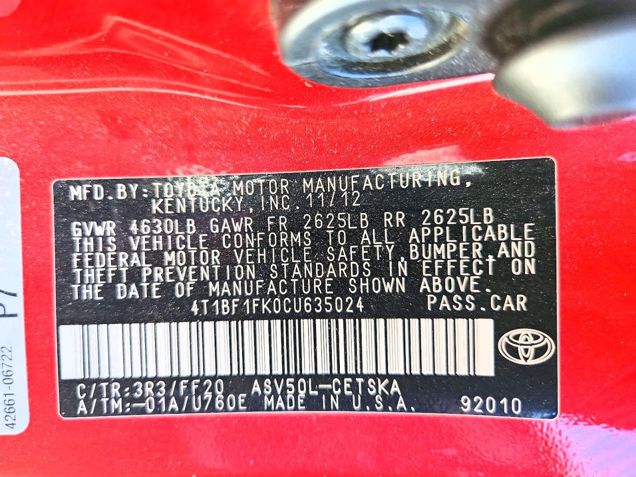 2012 TOYOTA CAMRY SE photo 23