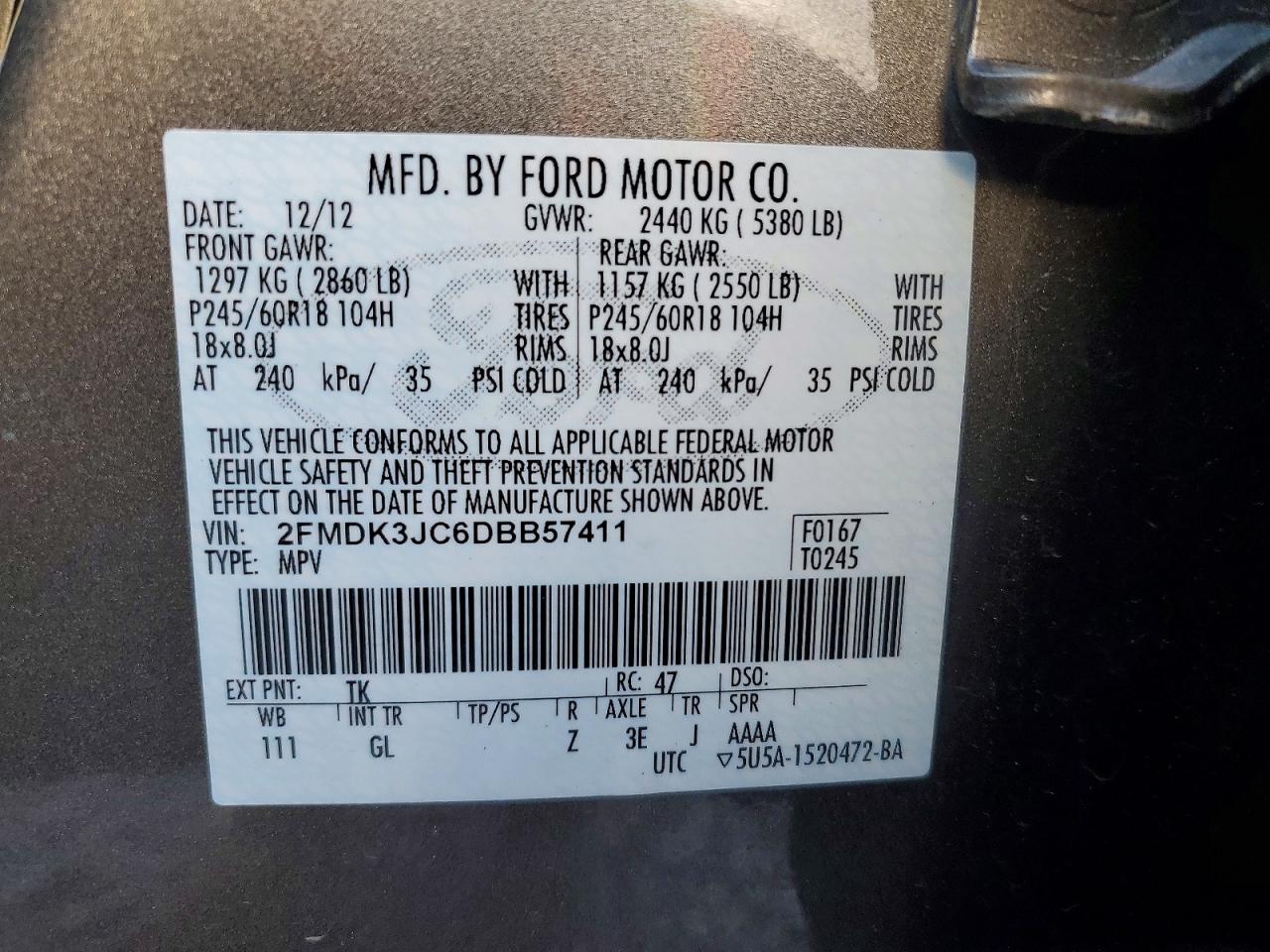 2013 FORD EDGE SEL photo 37
