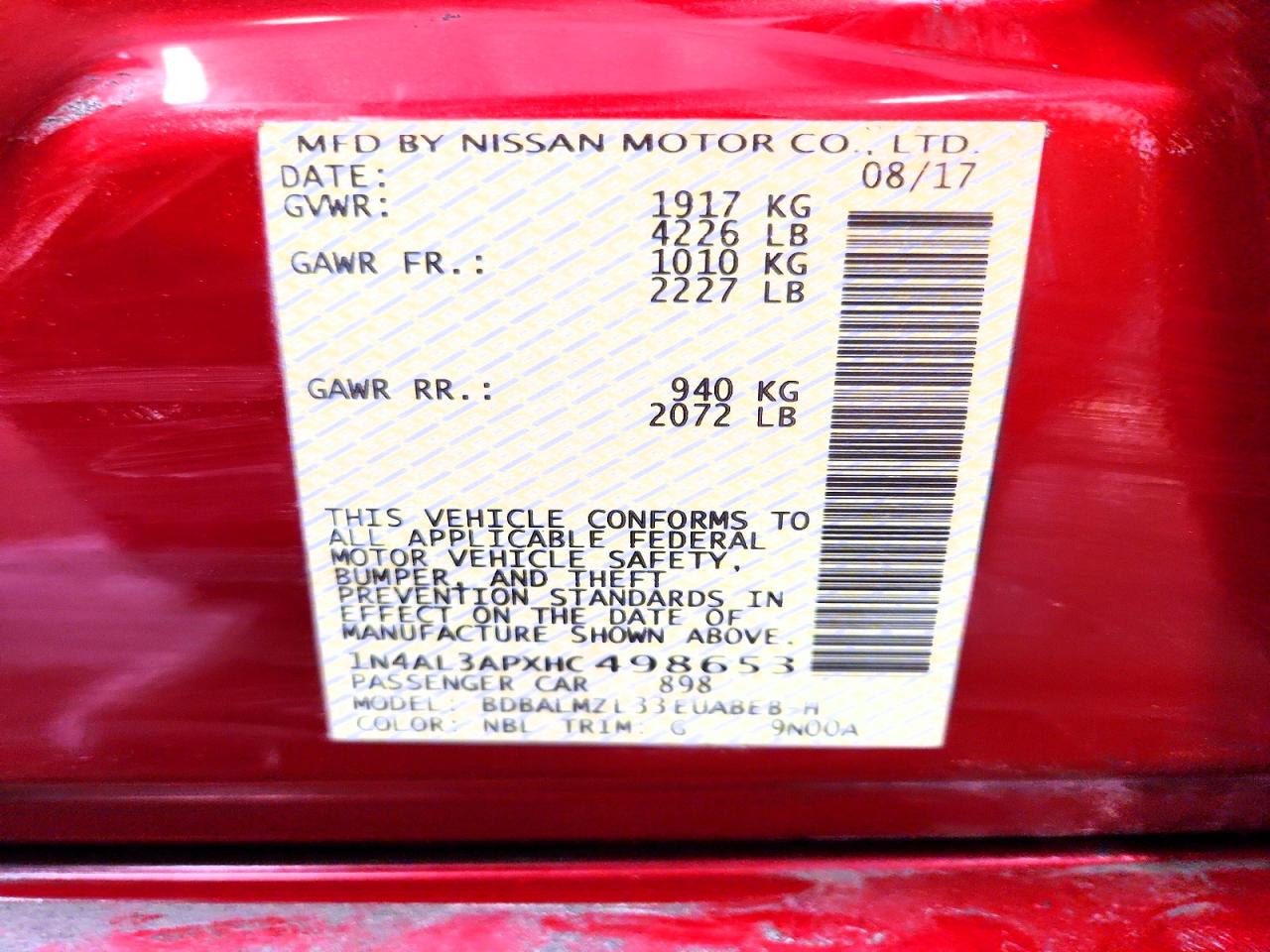 2017 NISSAN ALTIMA 2.5 SV photo 25