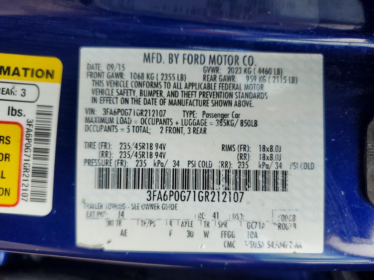 2016 FORD FUSION S photo 25