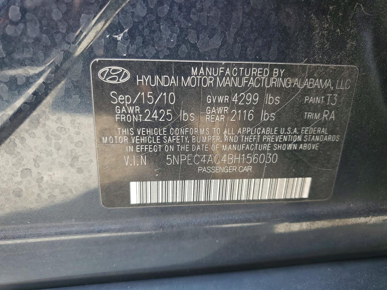 2011 HYUNDAI SONATA SE photo 34