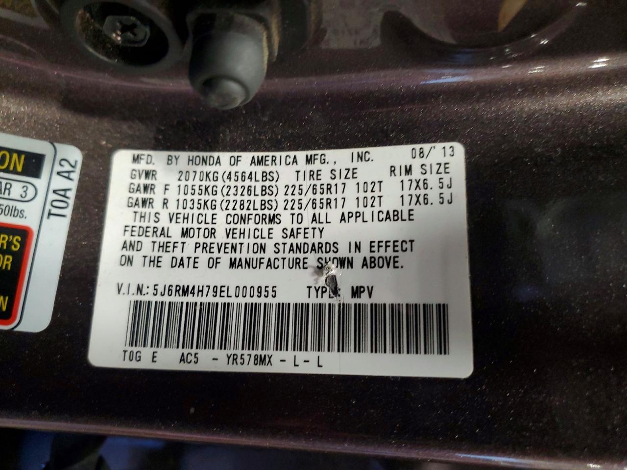 2014 HONDA CR-V EXL photo 13