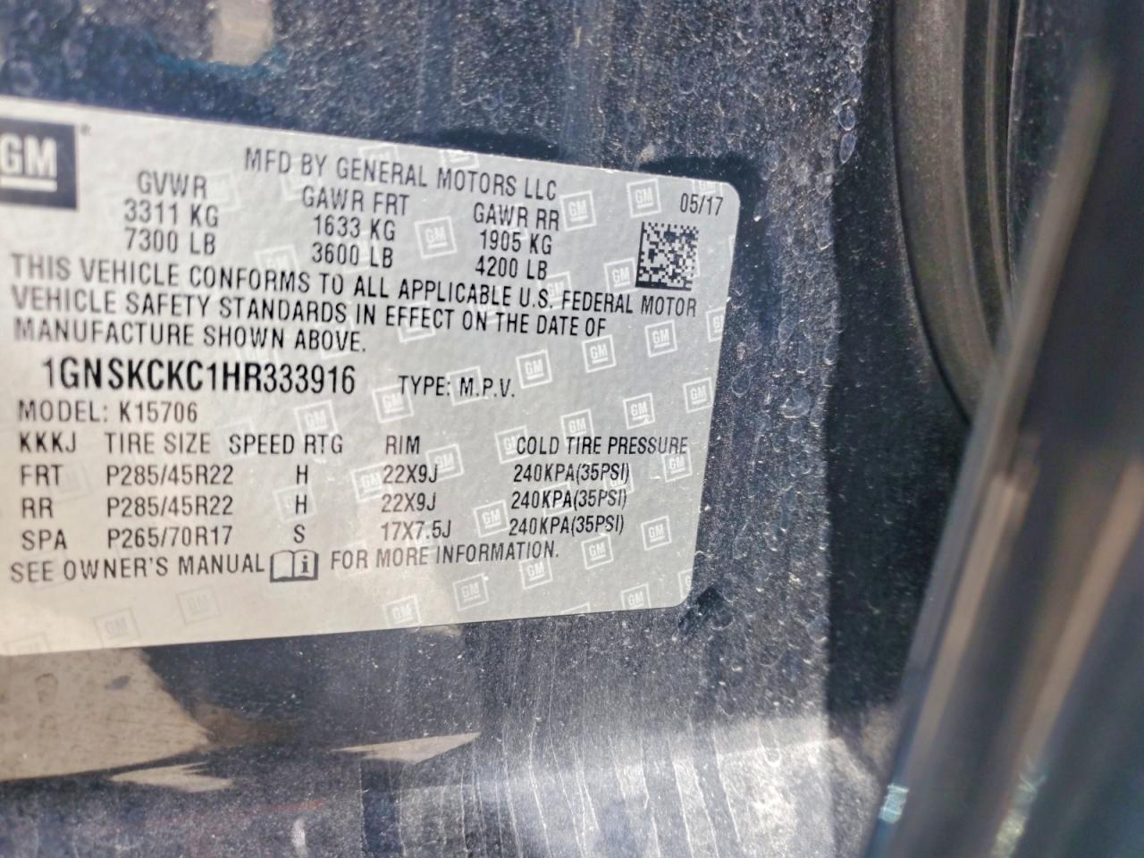 2017 CHEVROLET TAHOE K1500 PREMIER photo 13