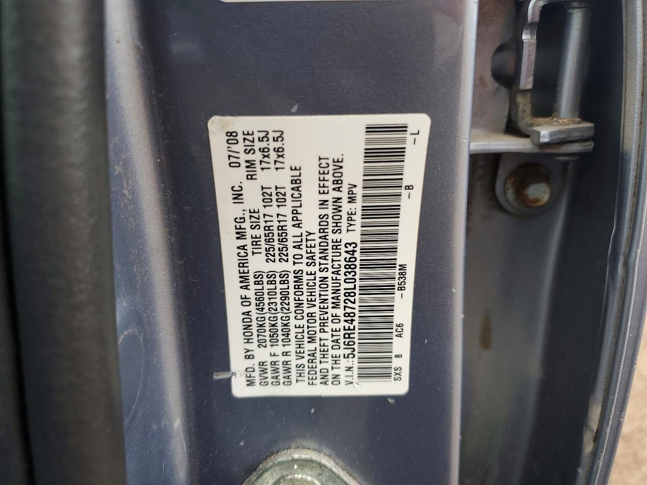 2008 HONDA CR-V EXL photo 23