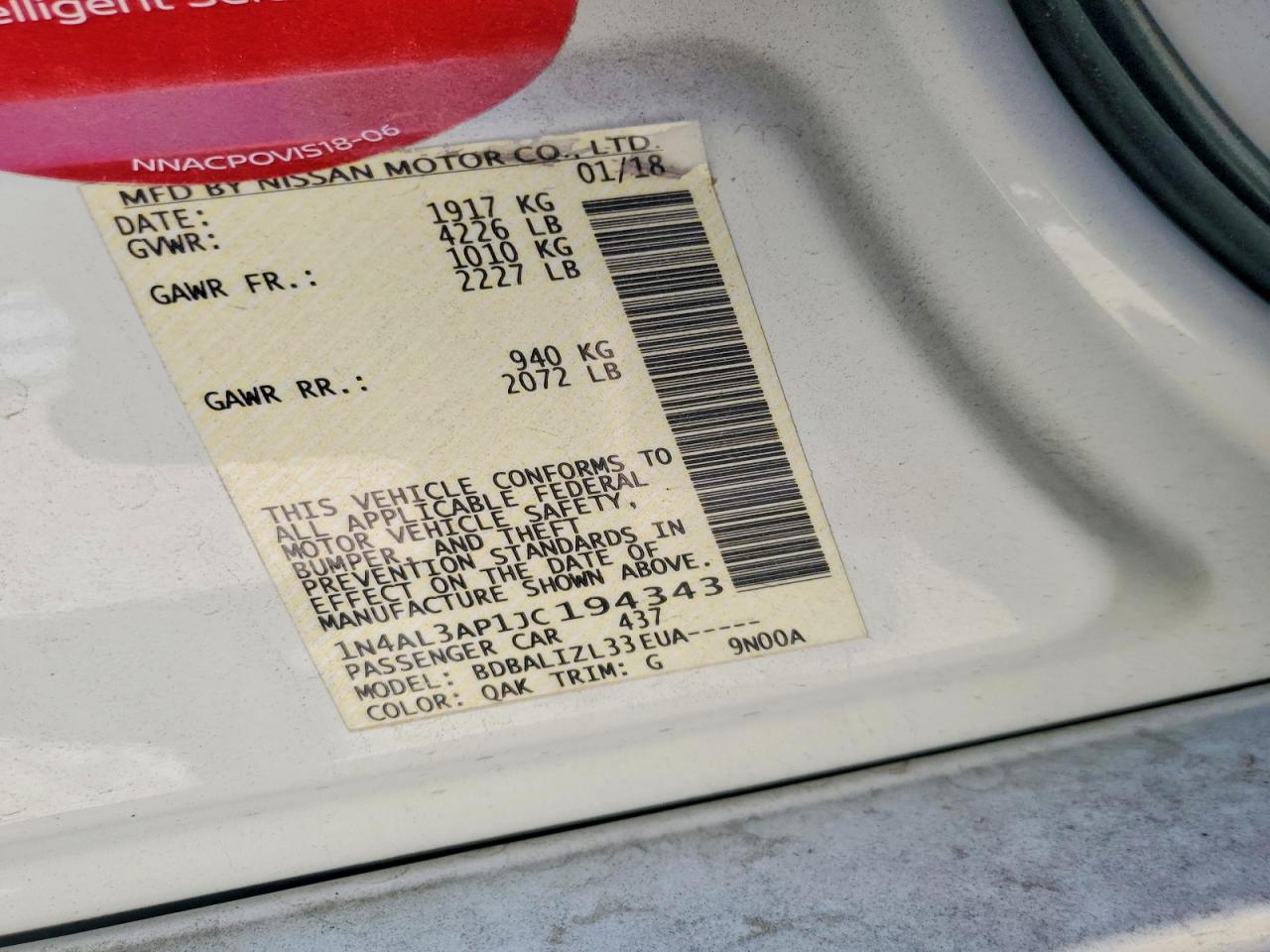 2018 NISSAN ALTIMA 2.5 SV photo 23