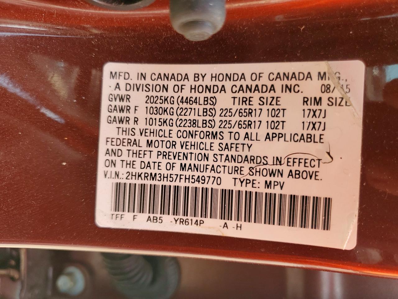 2015 HONDA CR-V EX photo 37