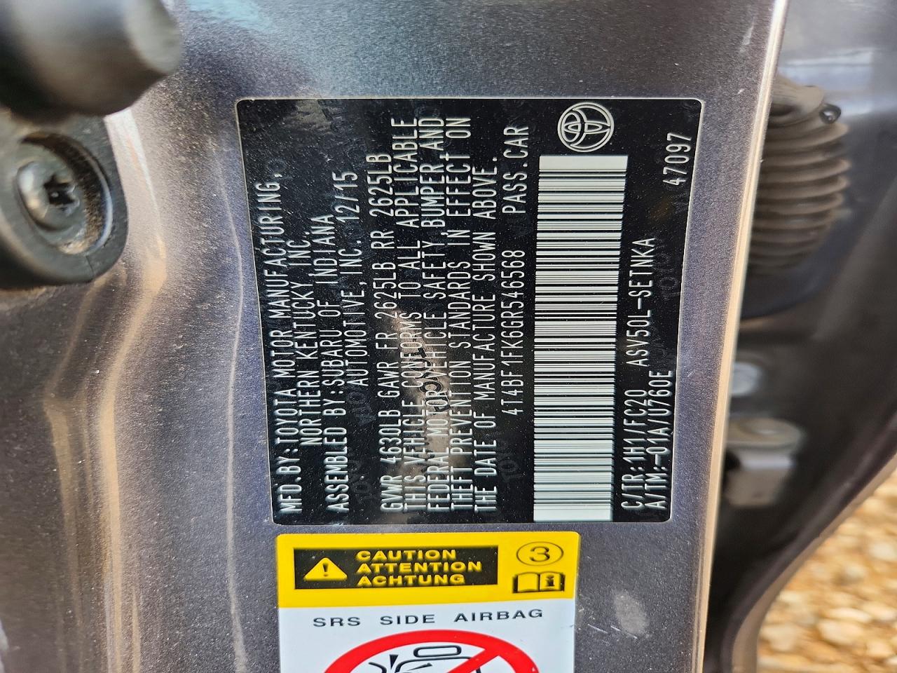 2016 TOYOTA CAMRY LE photo 25