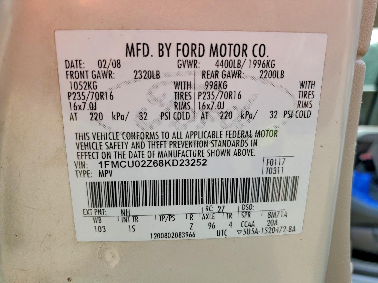 2008 FORD ESCAPE XLS photo 37