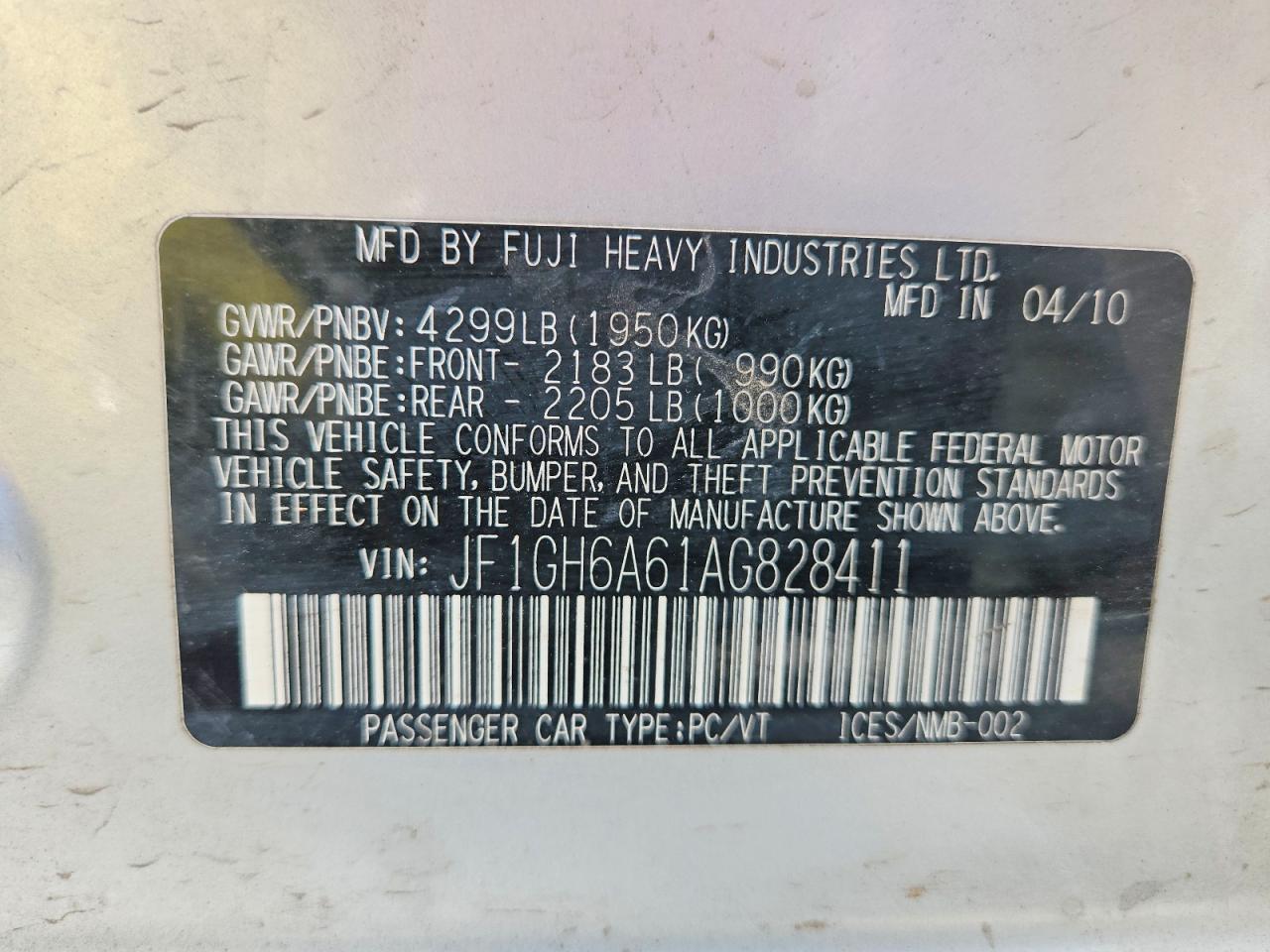 2010 SUBARU IMPREZA 2.5I photo 25