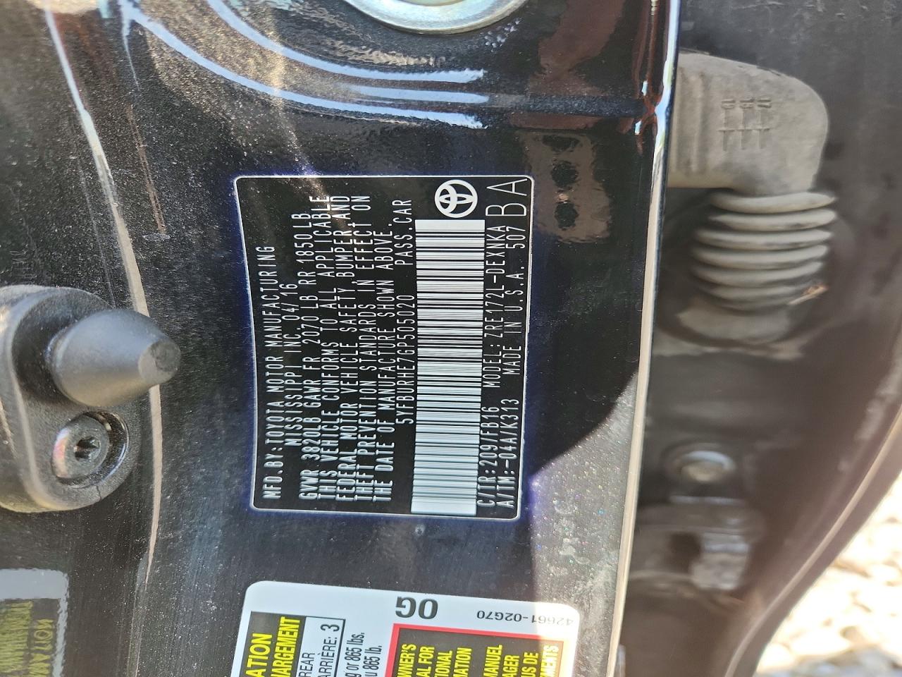 2016 TOYOTA COROLLA LE photo 23