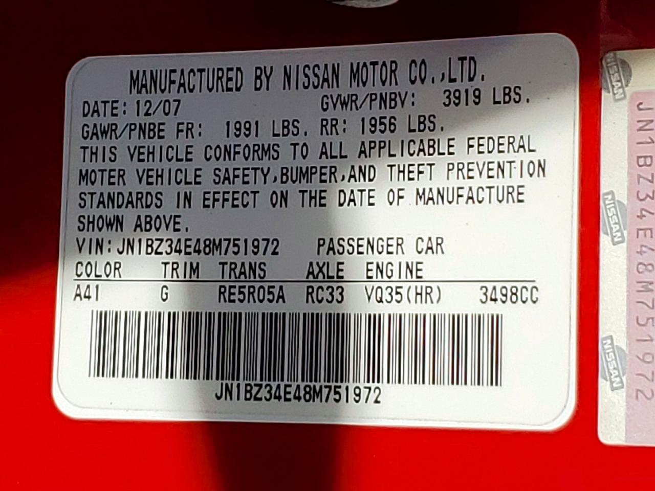 2008 NISSAN 350Z COUPE photo 34
