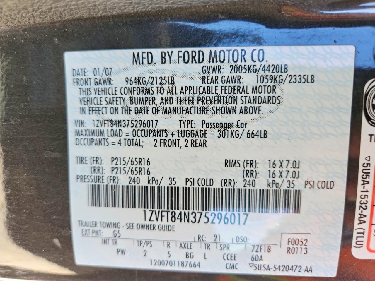 2007 FORD MUSTANG photo 23