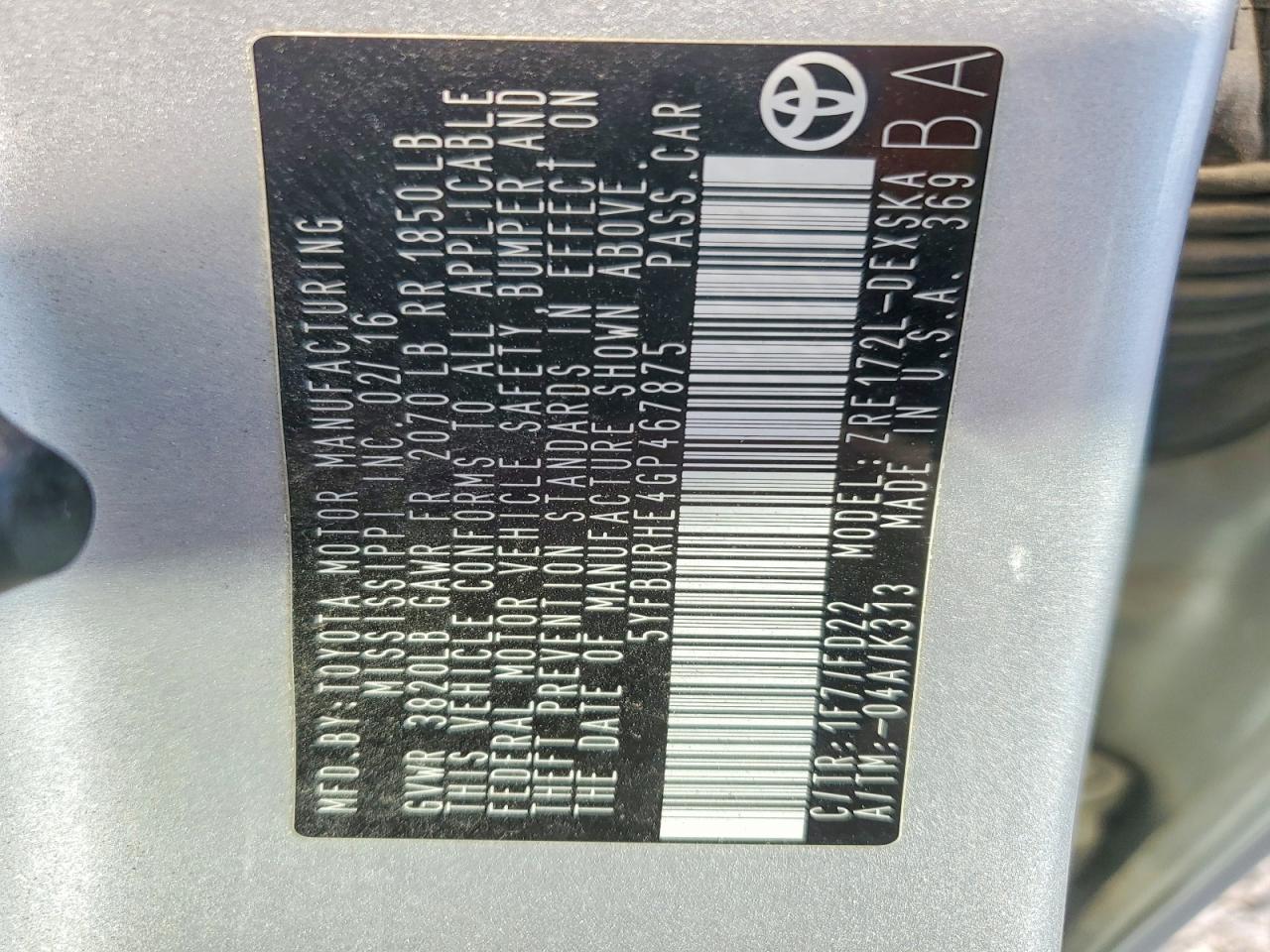 2016 TOYOTA COROLLA S photo 25
