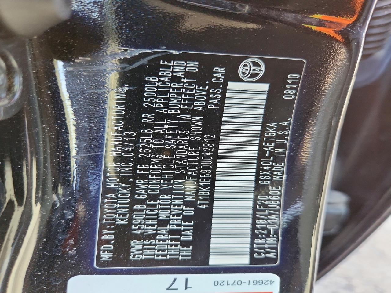 2013 TOYOTA AVALON XLE PREMIUM photo 23