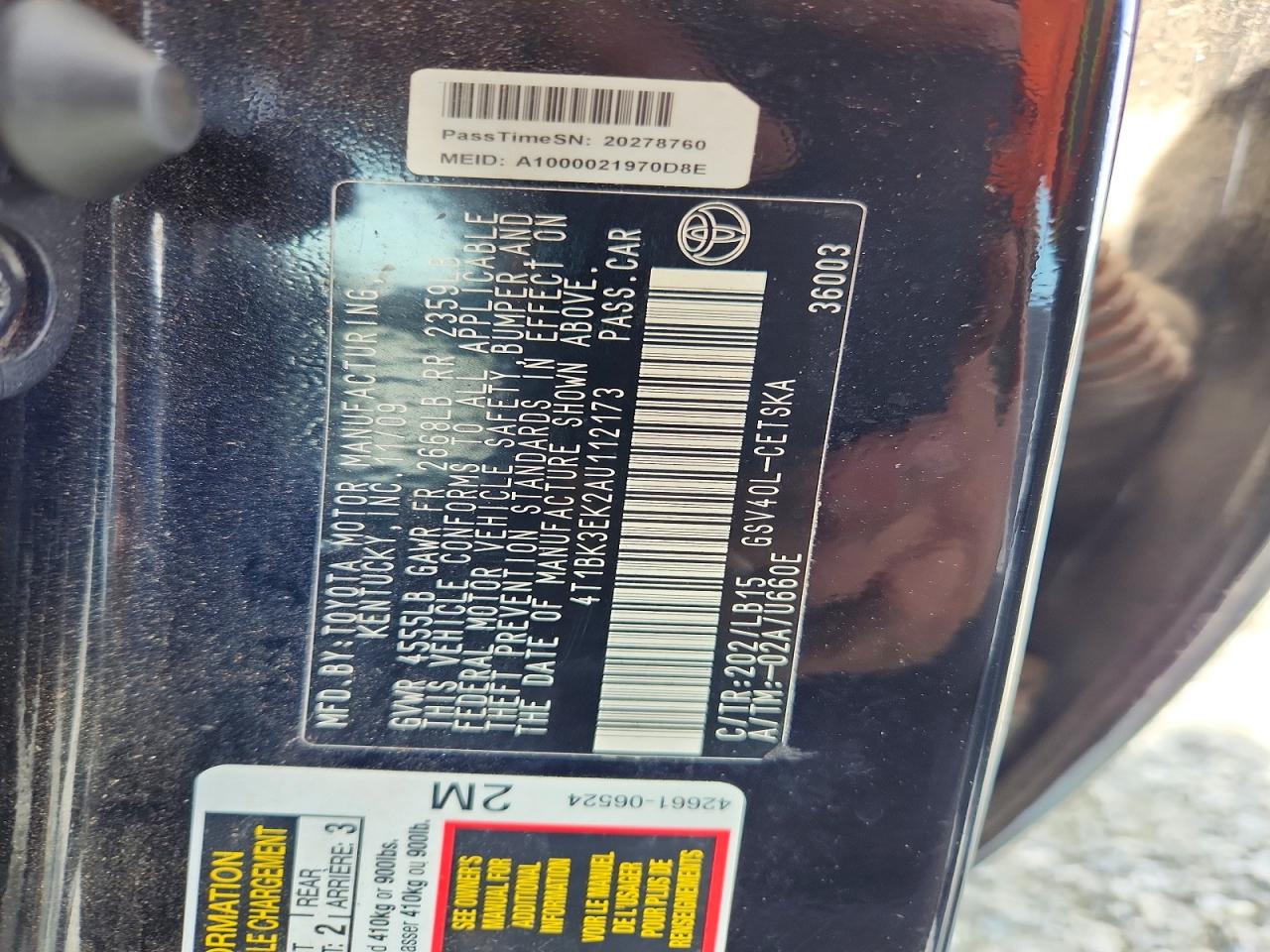 2010 TOYOTA CAMRY SE V6 photo 23