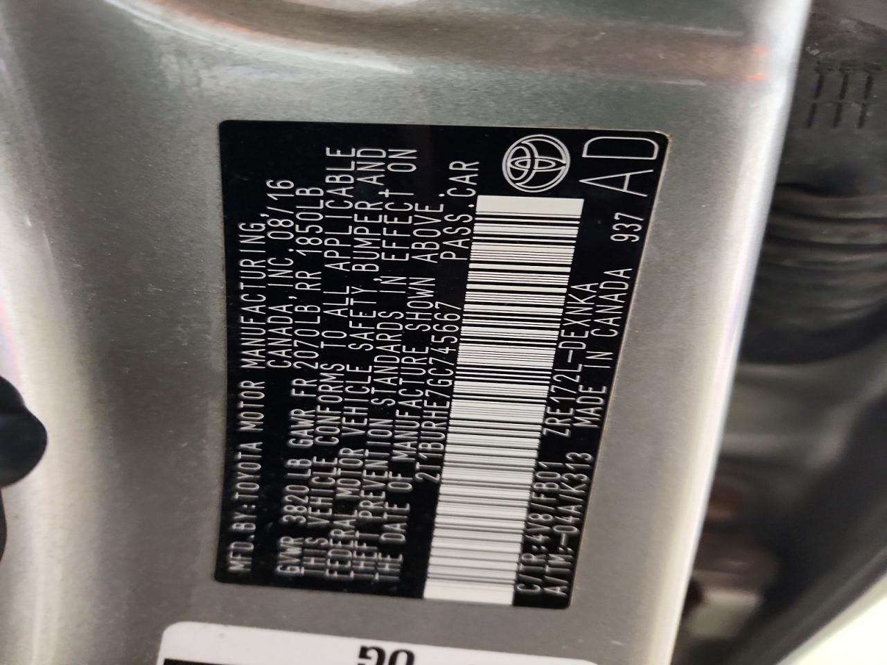 2016 TOYOTA COROLLA LE photo 23