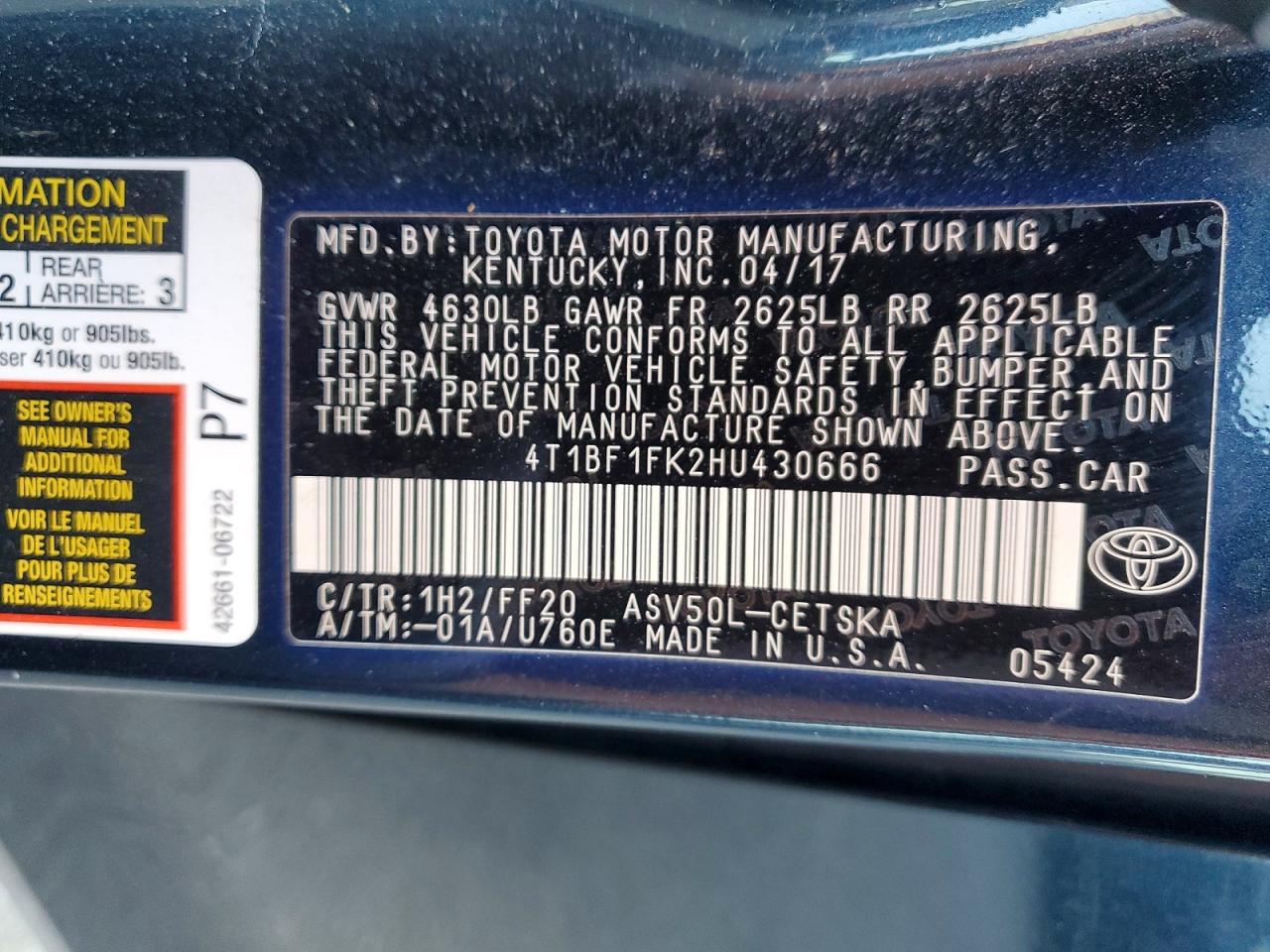 2017 TOYOTA CAMRY SE photo 23