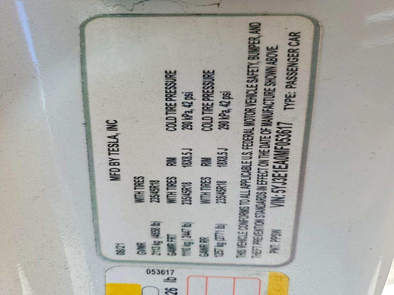 2021 TESLA MODEL 3 photo 23