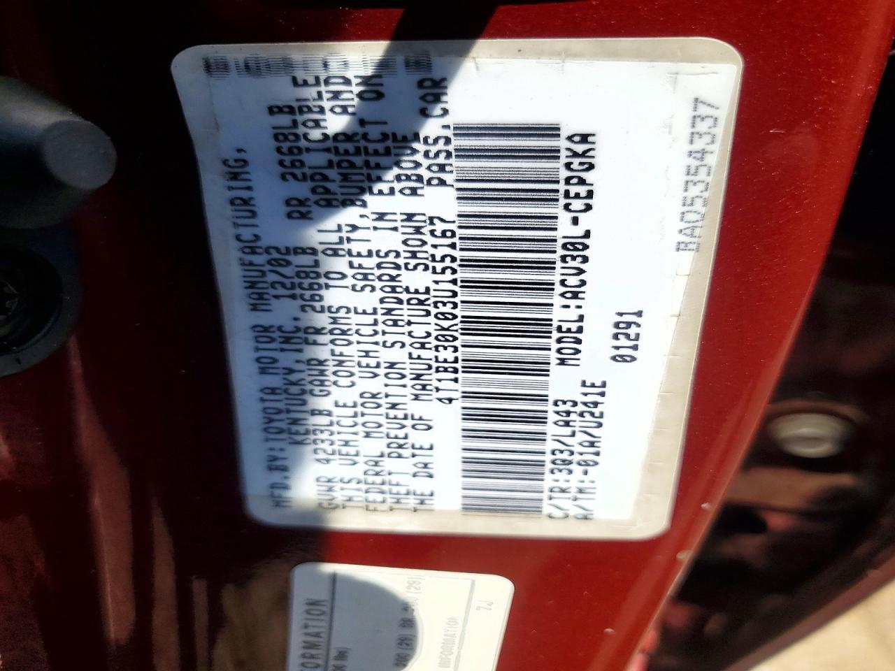 2003 TOYOTA CAMRY XLE photo 34