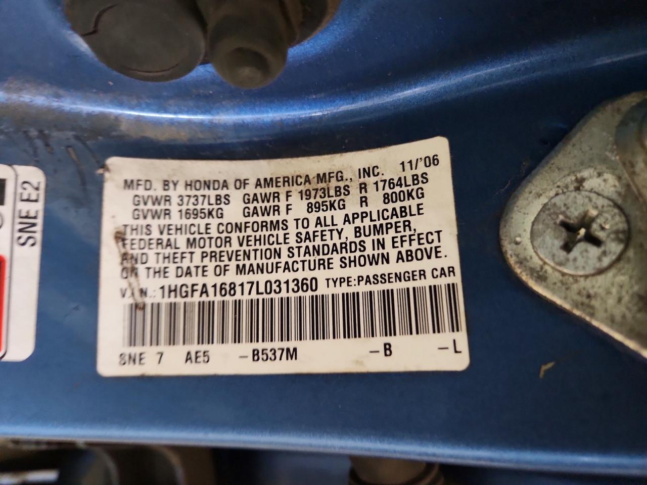 2007 HONDA CIVIC EX photo 23