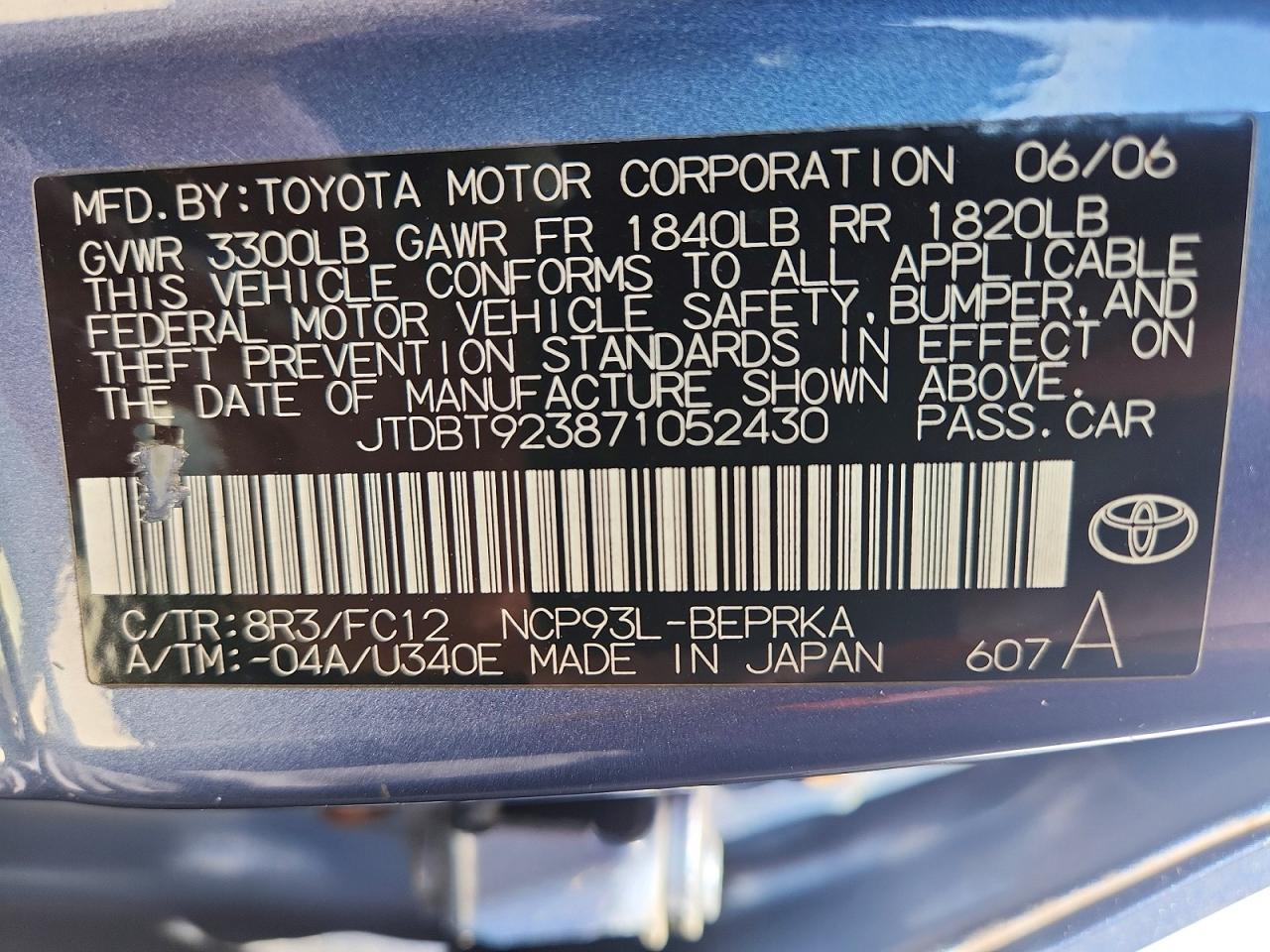 2007 TOYOTA YARIS BASE photo 23