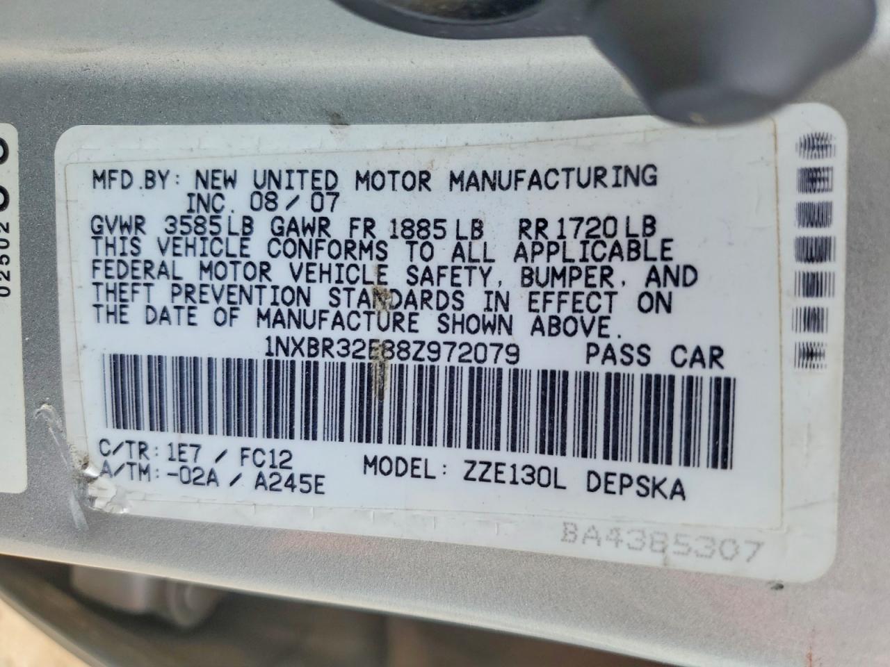 2008 TOYOTA COROLLA S photo 34