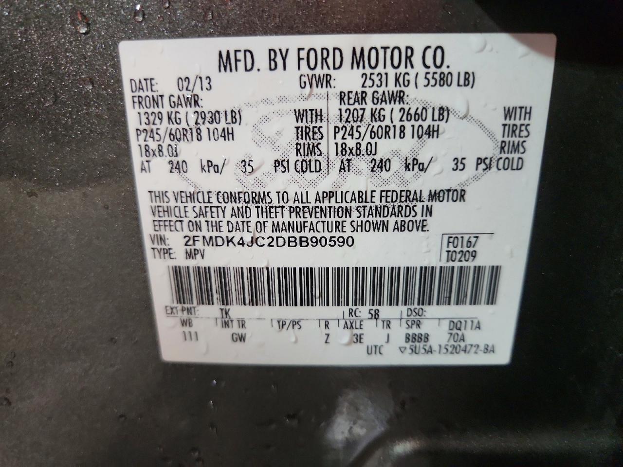 2013 FORD EDGE SEL photo 25