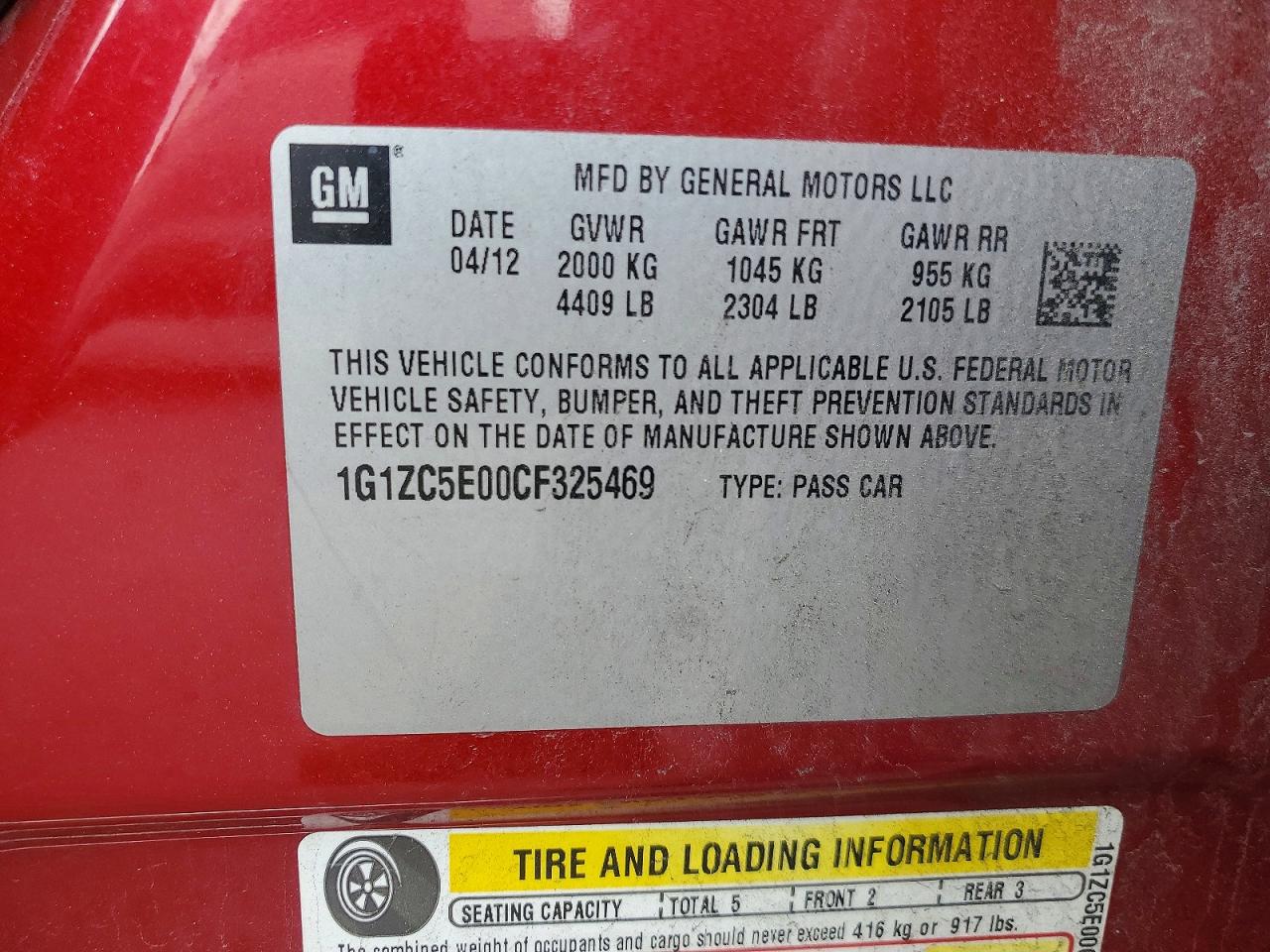 2012 CHEVROLET MALIBU 1LT photo 23