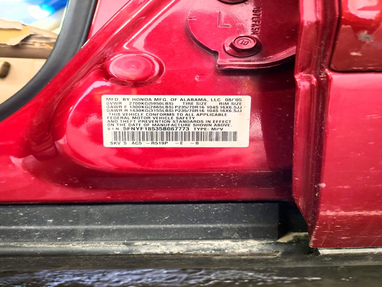 2005 HONDA PILOT EXL photo 40