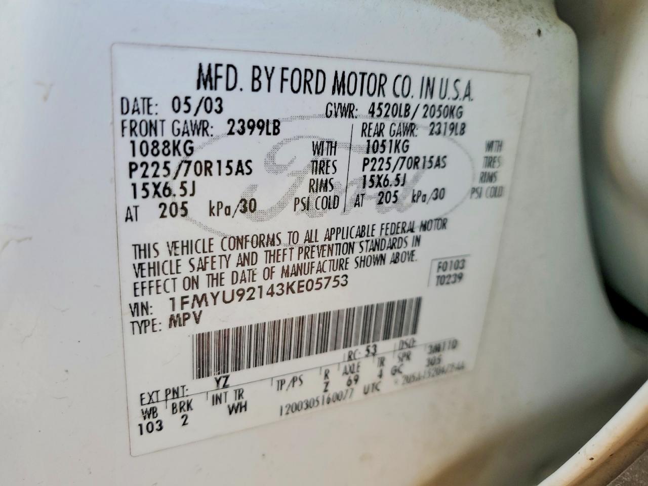 2003 FORD ESCAPE XLS photo 12