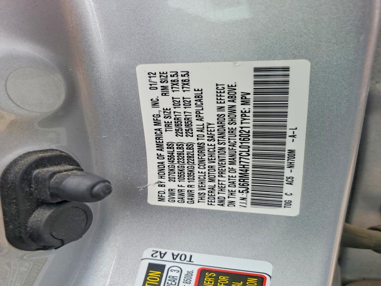 2012 HONDA CR-V EXL photo 23