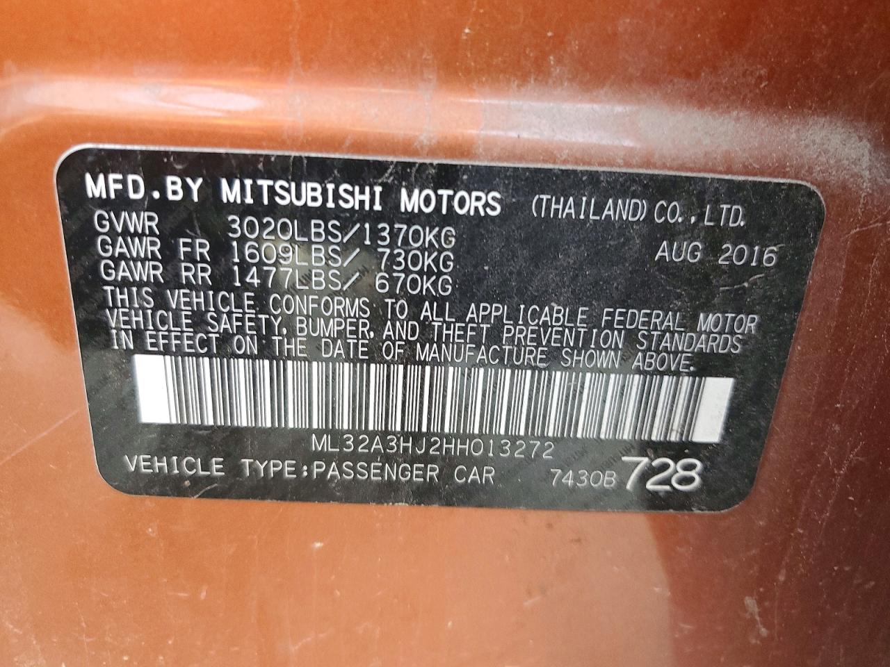 2017 MITSUBISHI MIRAGE photo 12