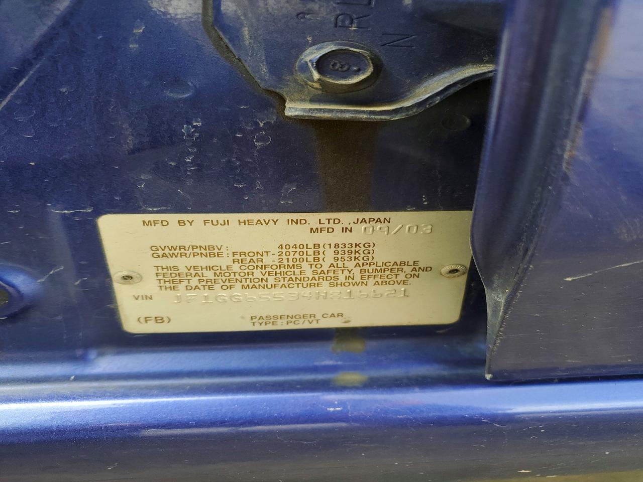 2004 SUBARU IMPREZA TS photo 25