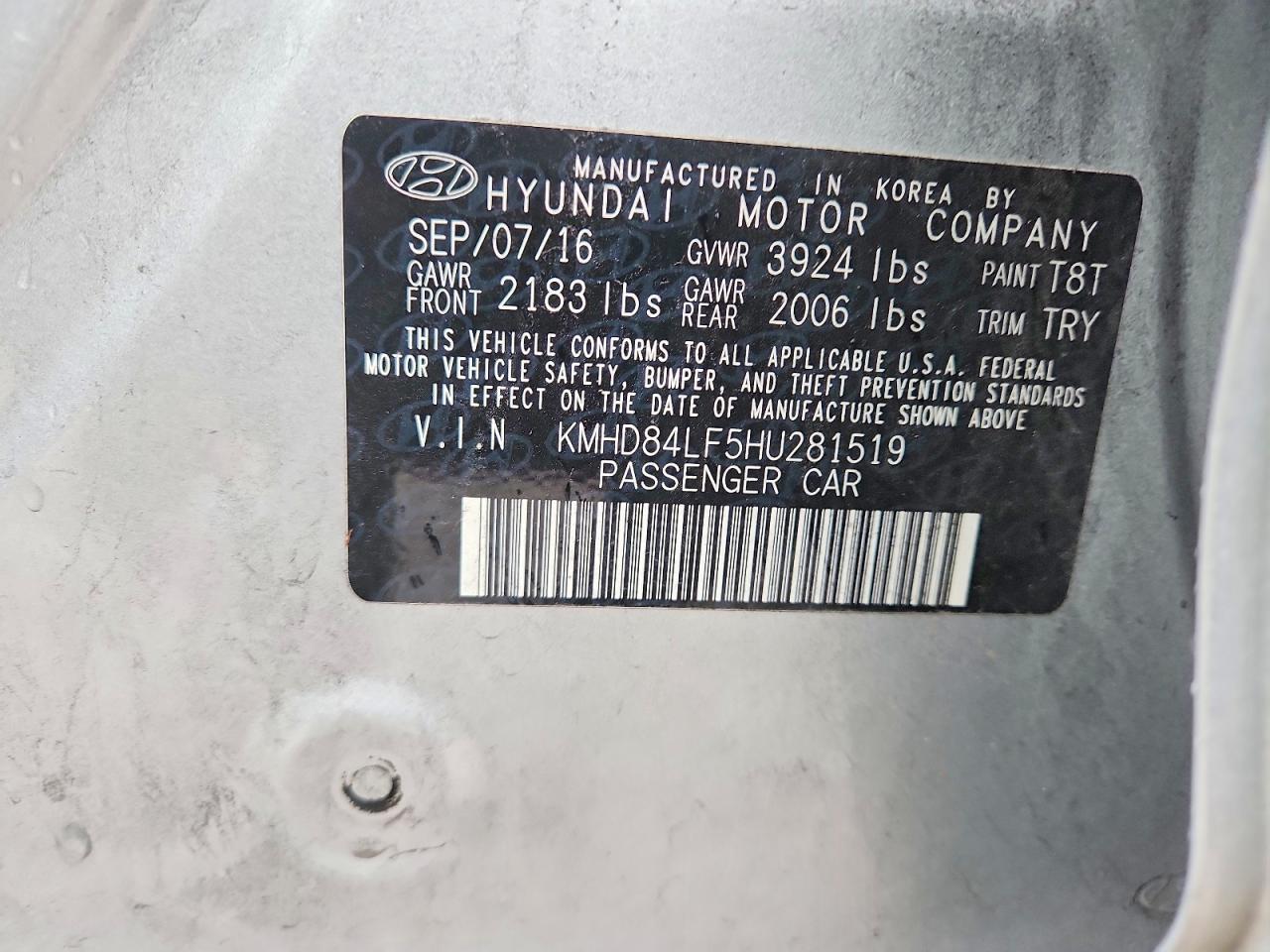 2017 HYUNDAI ELANTRA LIMITED photo 23