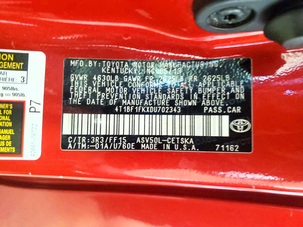 2013 TOYOTA CAMRY SE photo 34